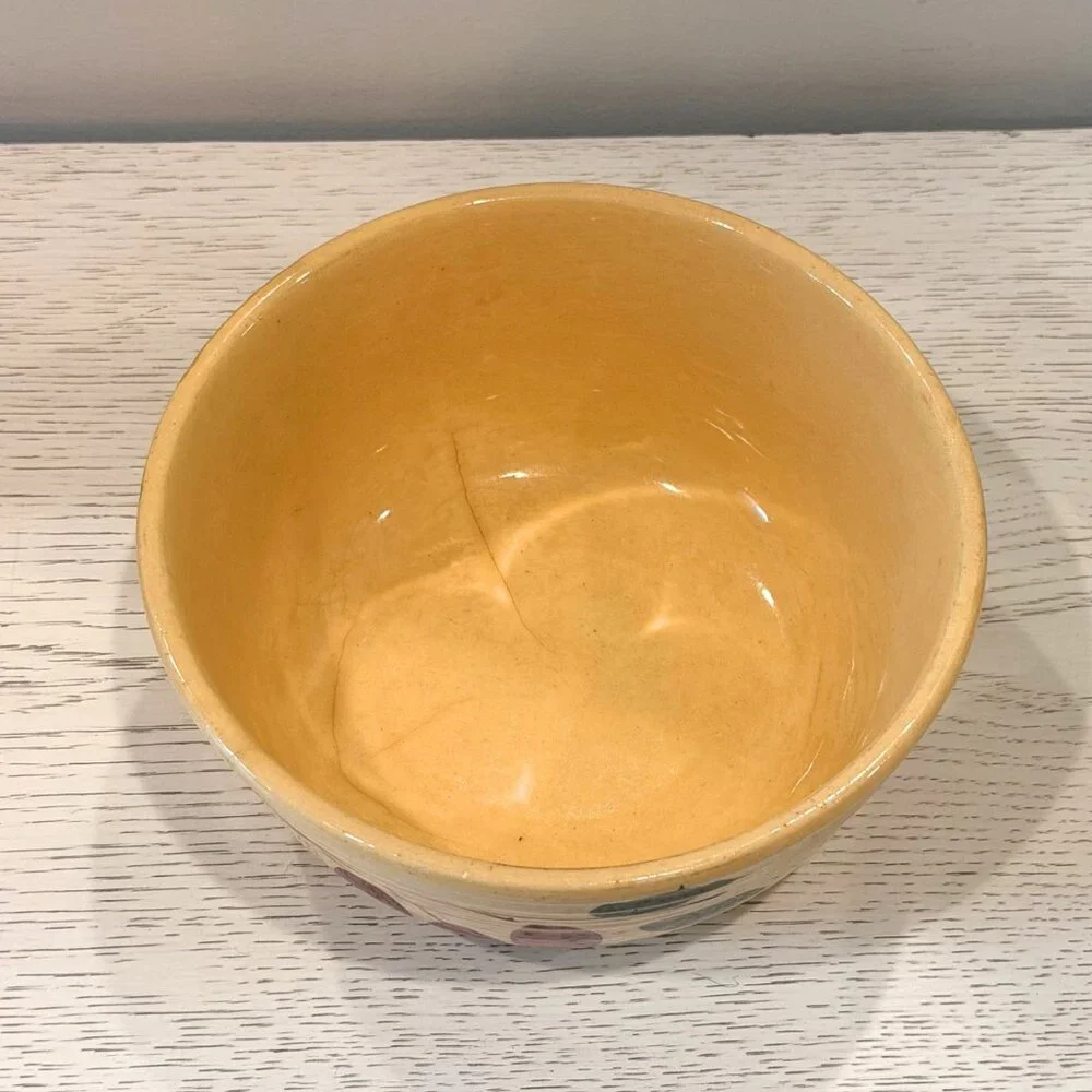 Vintage Lot Watt Pottery Mixing Serving BOWL #7 Oven Ware 3 Leaf APPLE Ribbed